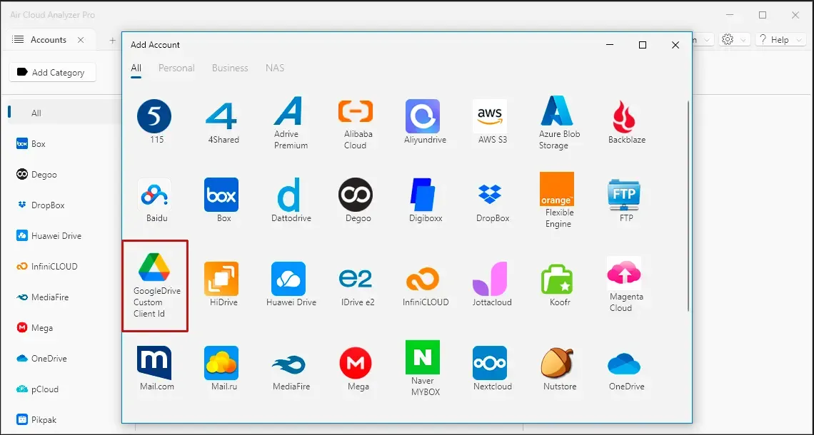 Choose Google Drive custom Client ID