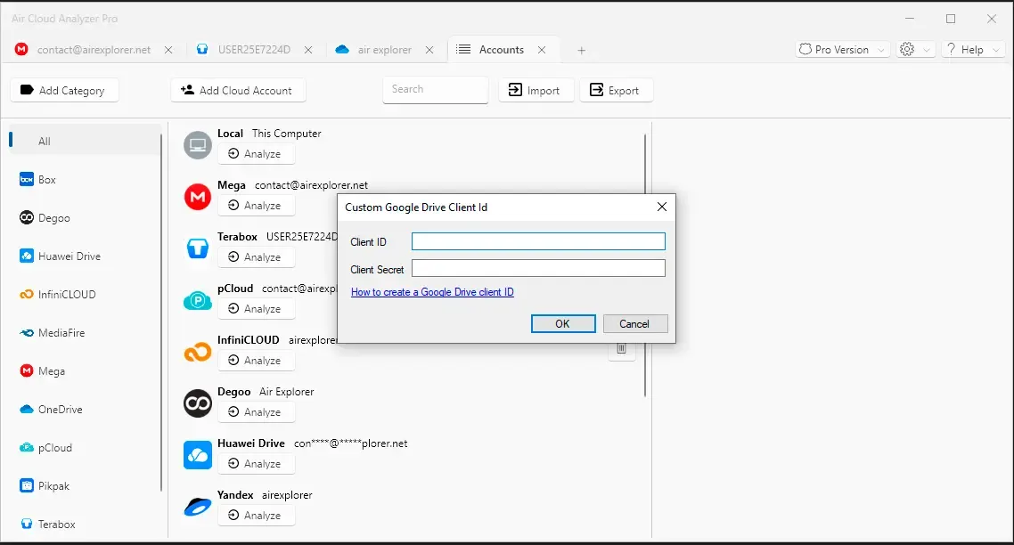 Enter OAuth credentials