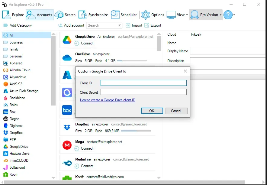 Enter OAuth credentials