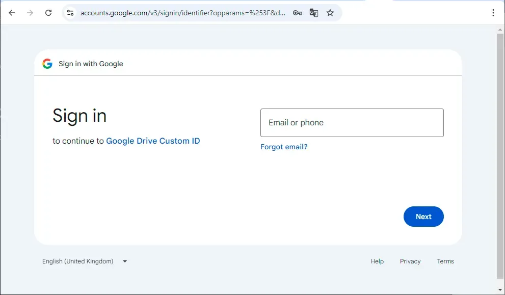 Sign in to Google