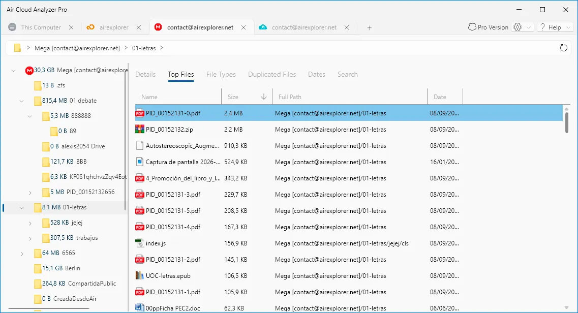 Largest files